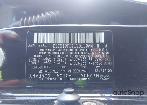 2014 Hyundai Tucson Gls z USA, uszkodzony, nr VIN KM8JTCAF3EU819323